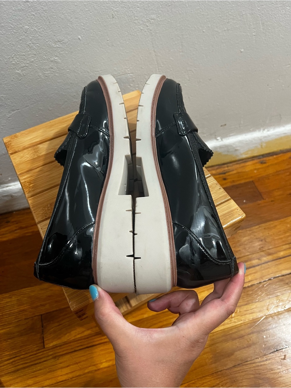 Clark’s Patent Leather Chunky Lug Sole Black Comfort Loafers 8 Preppy Academia - Picture 6 of 12